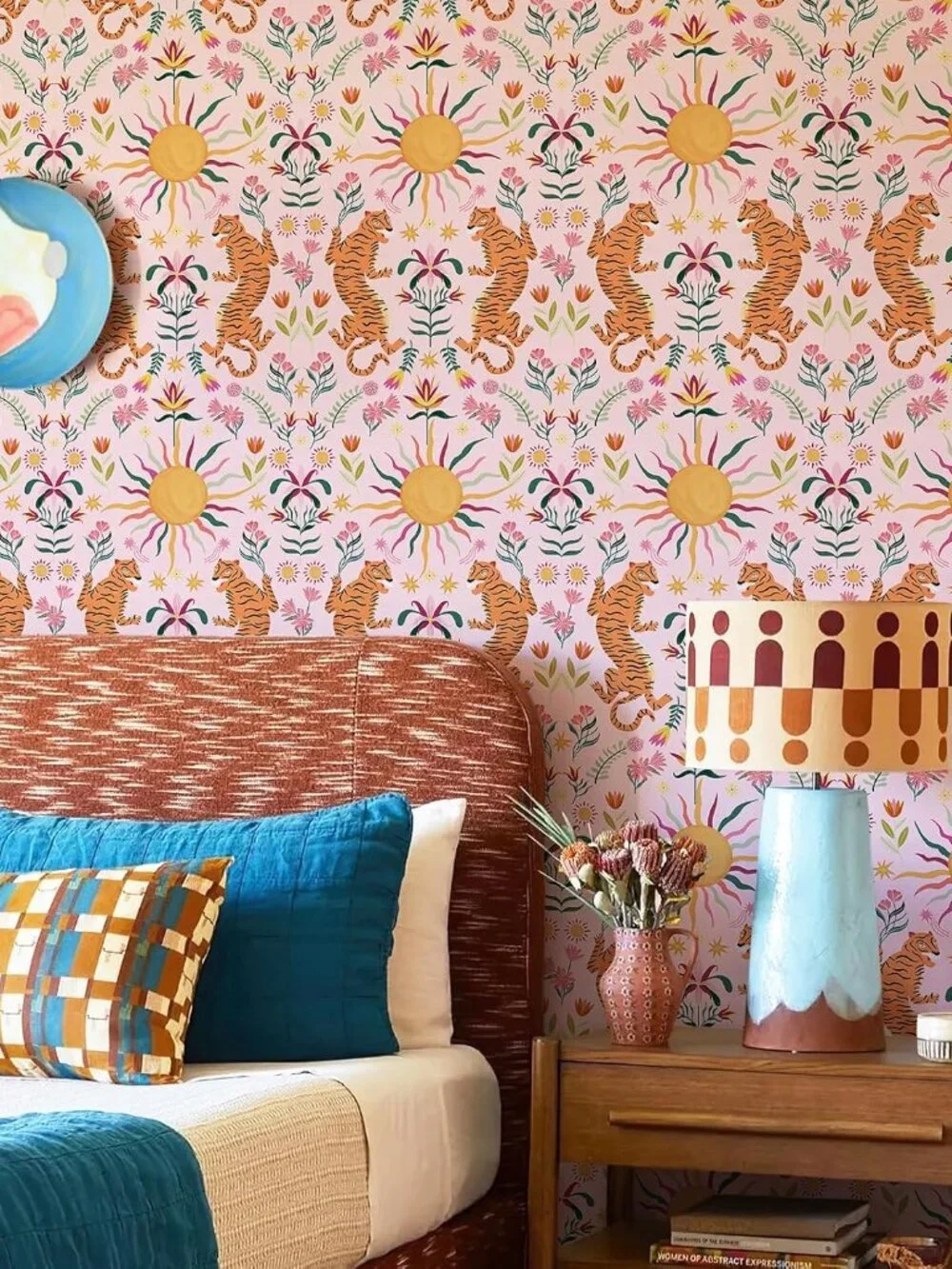 Pink Tiger Peel Stick Wallpaper Boho Leopard Dopamine Maximalist Jungle 480